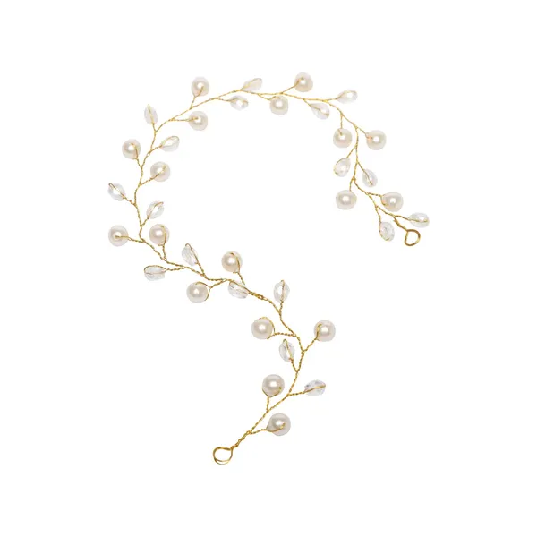 Gold_Traditional_Gold_Plated_Beaded_Tiara_Comb_Indo_Western_White_Floral_Hair_Accessories_With_Pearls/Tiara/Hair_Vines_For_Women_And_Girls_Pack_Of_1