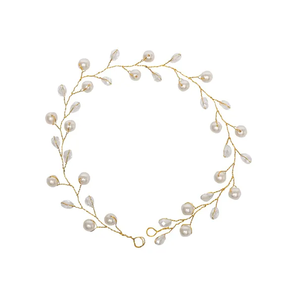Gold_Traditional_Gold_Plated_Beaded_Tiara_Comb_Indo_Western_White_Floral_Hair_Accessories_With_Pearls/Tiara/Hair_Vines_For_Women_And_Girls_Pack_Of_1