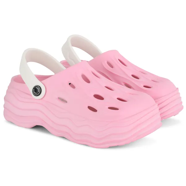 BEONZA Pink Casual Premium EVA Material Flat Pull On Clogs/Sandals