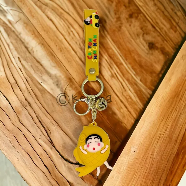 __3D_Crayon_Shinchan_With_Fish_Yellow_With_Lanyard_Keychain_With_Charms_For_Keys,Bags_&_Birthday_Return_Gifts_For_Girls_Boys_Keyrings