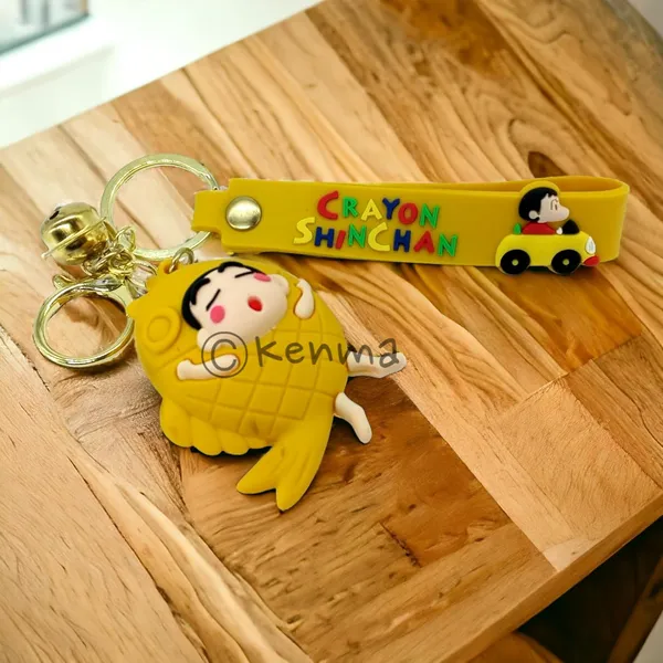 __3D_Crayon_Shinchan_With_Fish_Yellow_With_Lanyard_Keychain_With_Charms_For_Keys,Bags_&_Birthday_Return_Gifts_For_Girls_Boys_Keyrings