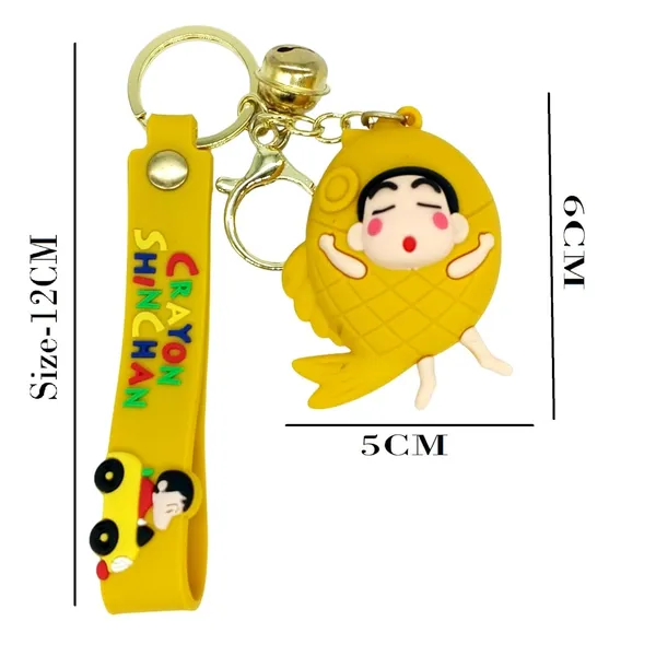 __3D_Crayon_Shinchan_With_Fish_Yellow_With_Lanyard_Keychain_With_Charms_For_Keys,Bags_&_Birthday_Return_Gifts_For_Girls_Boys_Keyrings
