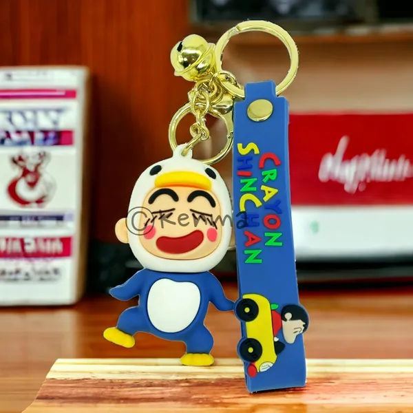 __3D_Crayon_Shinchan_Biue_&_White_With_Lanyard_Keychain_With_Charms_For_Keys,Bags_&_Birthday_Return_Gifts_For_Girls_Boys_Keyrings