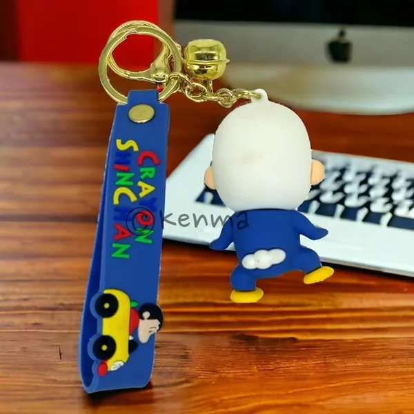 __3D_Crayon_Shinchan_Biue_&_White_With_Lanyard_Keychain_With_Charms_For_Keys,Bags_&_Birthday_Return_Gifts_For_Girls_Boys_Keyrings
