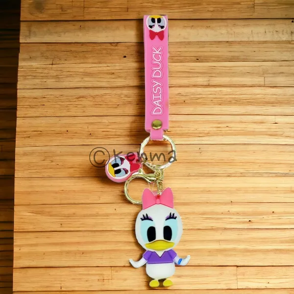__Cute_3D_Daisy_Duck_With_Lanyard_Keychain_With_Charms_For_Keys,Bags_&_Birthday_Return_Gifts_For_Girls_Boys_Keyrings