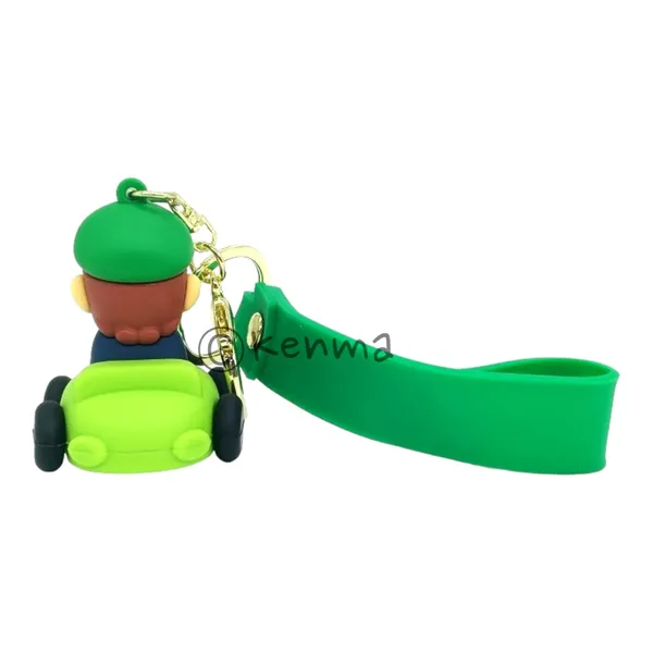 __Green_Mario_Cute_3D_Super_Mario_On_Car_Game_With_Lanyard_Keychains_With_Charms_For_Keys,Bags_&_Birthday_Return_Gifts