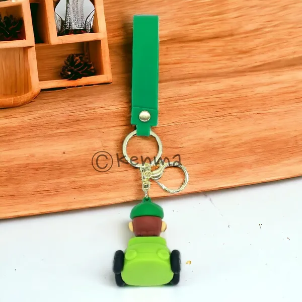 __Green_Mario_Cute_3D_Super_Mario_On_Car_Game_With_Lanyard_Keychains_With_Charms_For_Keys,Bags_&_Birthday_Return_Gifts