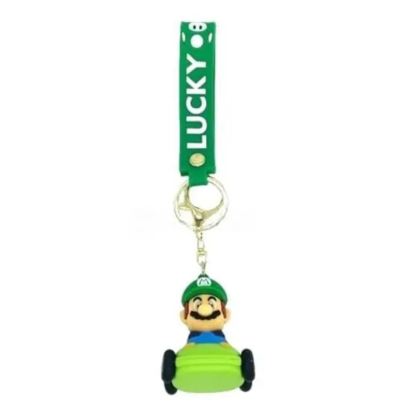 __Green_Mario_Cute_3D_Super_Mario_On_Car_Game_With_Lanyard_Keychains_With_Charms_For_Keys,Bags_&_Birthday_Return_Gifts