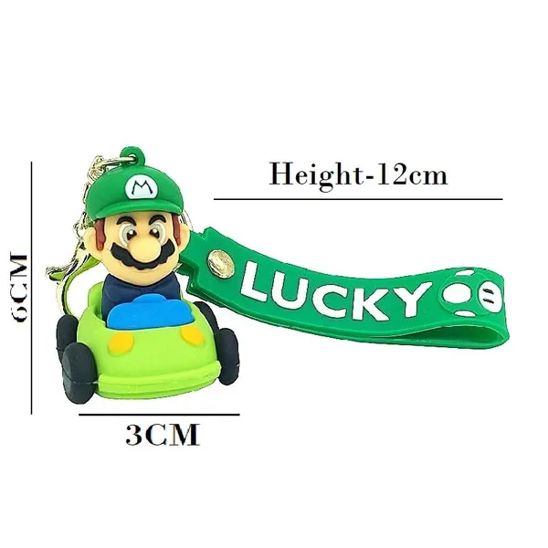 __Green_Mario_Cute_3D_Super_Mario_On_Car_Game_With_Lanyard_Keychains_With_Charms_For_Keys,Bags_&_Birthday_Return_Gifts