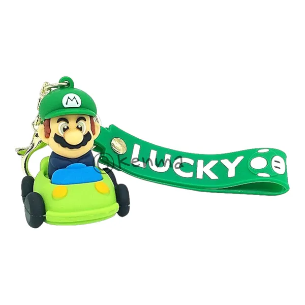 __Green_Mario_Cute_3D_Super_Mario_On_Car_Game_With_Lanyard_Keychains_With_Charms_For_Keys,Bags_&_Birthday_Return_Gifts