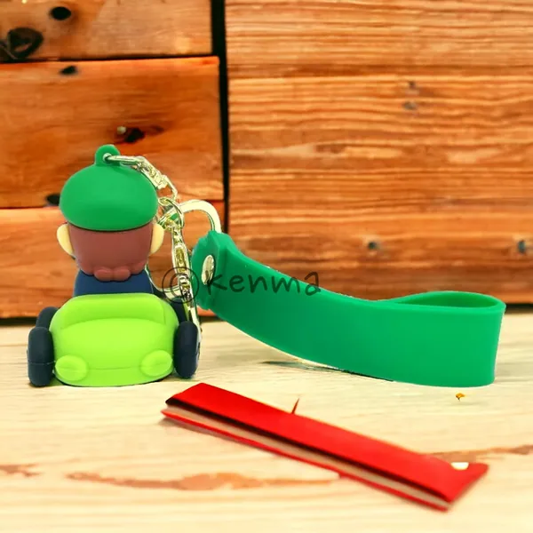 __Green_Mario_Cute_3D_Super_Mario_On_Car_Game_With_Lanyard_Keychains_With_Charms_For_Keys,Bags_&_Birthday_Return_Gifts
