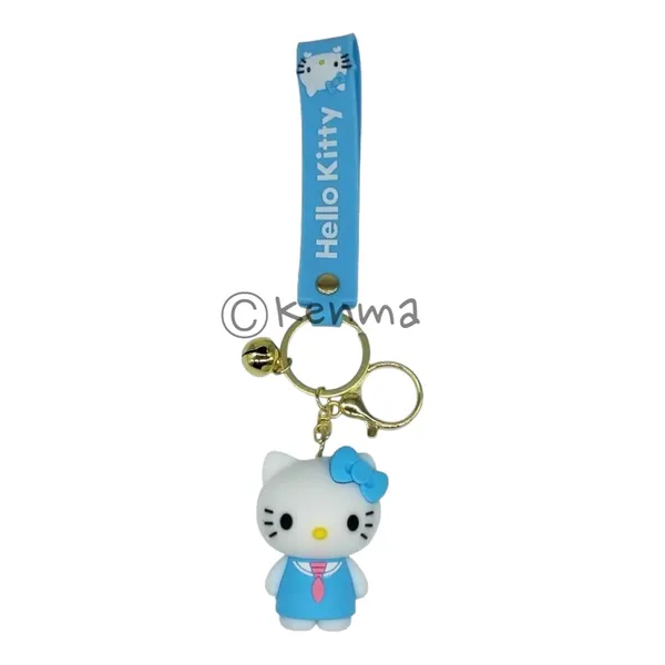 Cute_3D_Hello_Kitty_Blue_With_Pink_Tie_Lanyard_Rubber_Keychain_Lanyard_Charm_Keyring