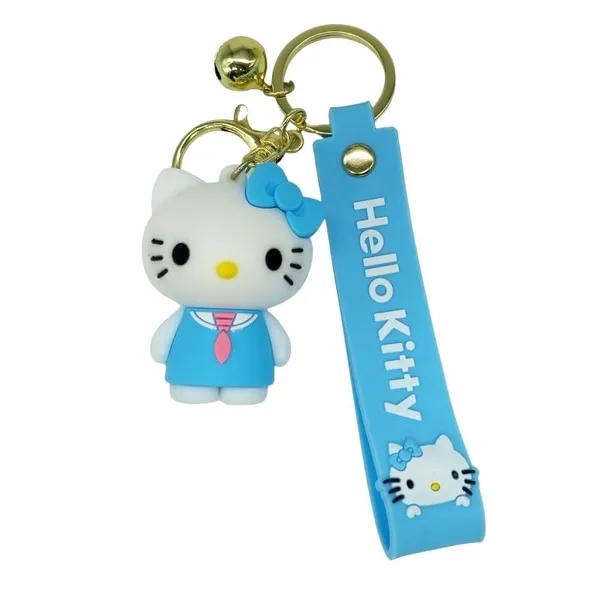 Cute_3D_Hello_Kitty_Blue_With_Pink_Tie_Lanyard_Rubber_Keychain_Lanyard_Charm_Keyring