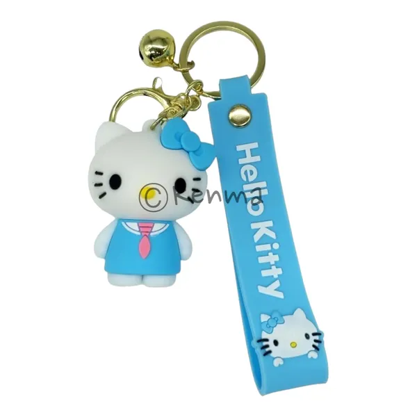 Cute_3D_Hello_Kitty_Blue_With_Pink_Tie_Lanyard_Rubber_Keychain_Lanyard_Charm_Keyring