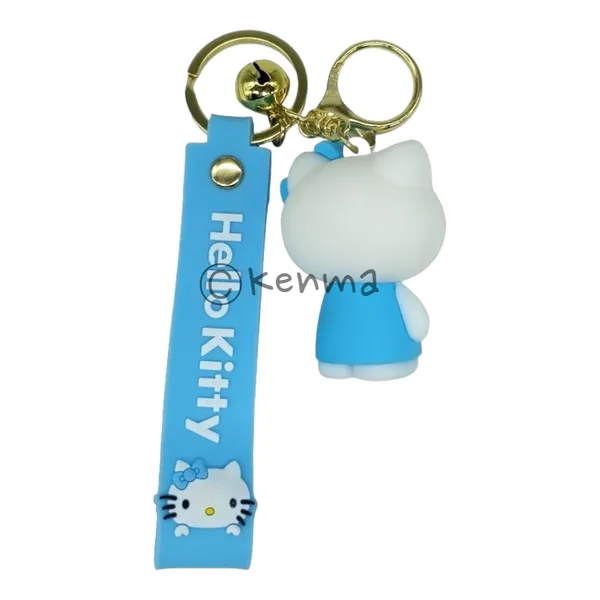 Cute_3D_Hello_Kitty_Blue_With_Pink_Tie_Lanyard_Rubber_Keychain_Lanyard_Charm_Keyring