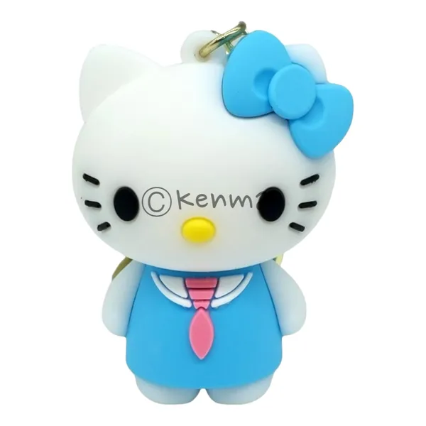 Cute_3D_Hello_Kitty_Blue_With_Pink_Tie_Lanyard_Rubber_Keychain_Lanyard_Charm_Keyring