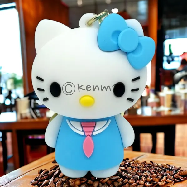 Cute_3D_Hello_Kitty_Blue_With_Pink_Tie_Lanyard_Rubber_Keychain_Lanyard_Charm_Keyring