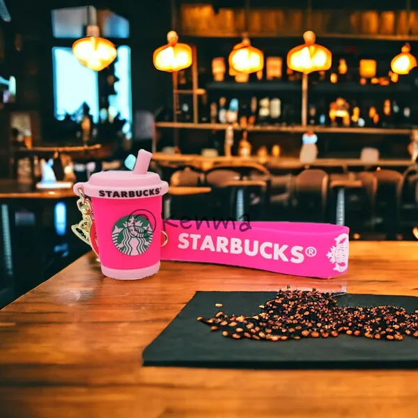 Cute_Star_3D_Pink_Cup_Lanyard_Rubber_Keychain_Lanyard_Charm_Keyring