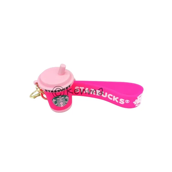 Cute_Star_3D_Pink_Cup_Lanyard_Rubber_Keychain_Lanyard_Charm_Keyring