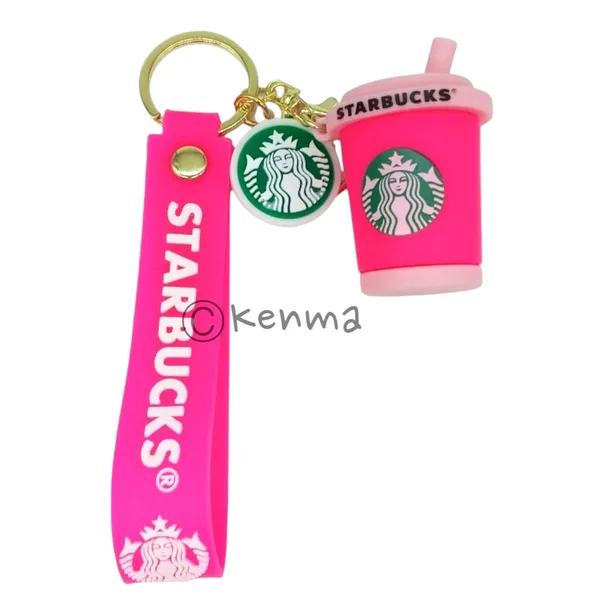 Cute_Star_3D_Pink_Cup_Lanyard_Rubber_Keychain_Lanyard_Charm_Keyring