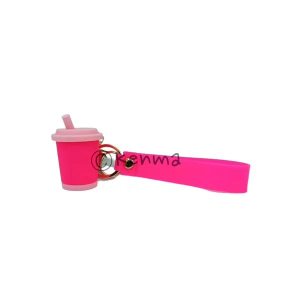 Cute_Star_3D_Pink_Cup_Lanyard_Rubber_Keychain_Lanyard_Charm_Keyring