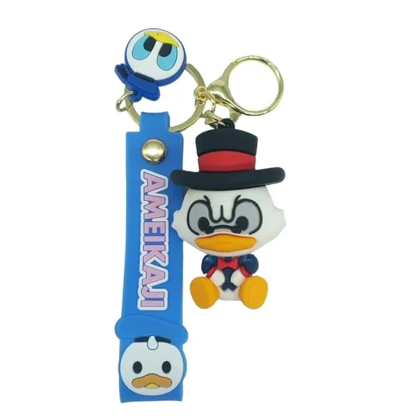 Cute_3D_Donald_Duck_Lanyard_Rubber_Keychain_Lanyard_Charm_Keyring