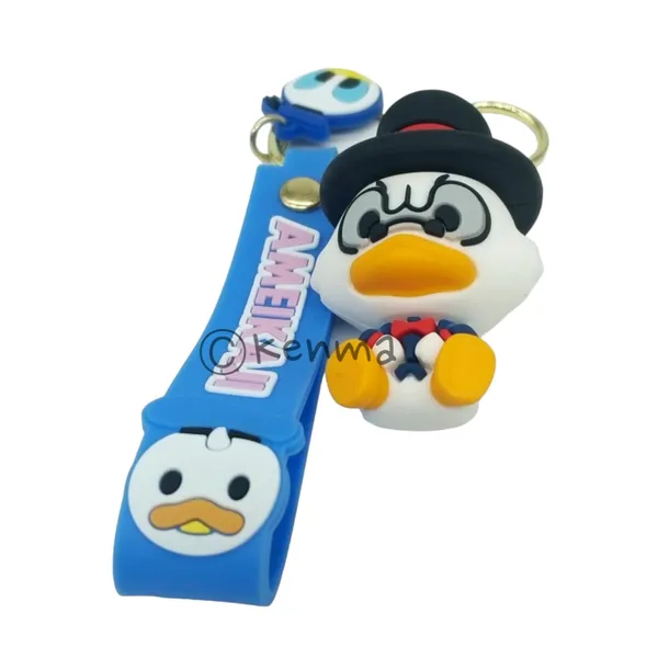 Cute_3D_Donald_Duck_Lanyard_Rubber_Keychain_Lanyard_Charm_Keyring