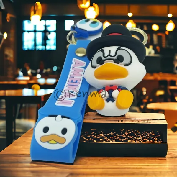Cute_3D_Donald_Duck_Lanyard_Rubber_Keychain_Lanyard_Charm_Keyring