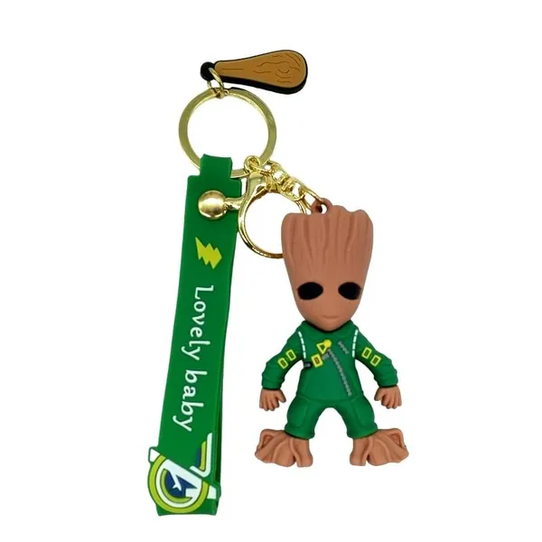 Cute_3D_Green_Standing_Groot_Lanyard_Rubber_Keychain_Lanyard_Charm