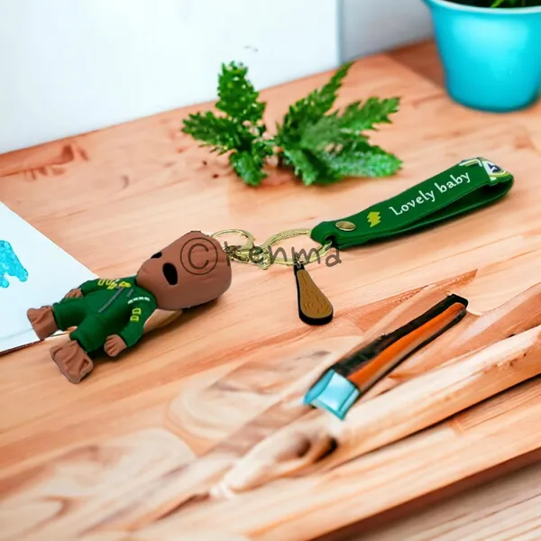 Cute_3D_Green_Standing_Groot_Lanyard_Rubber_Keychain_Lanyard_Charm