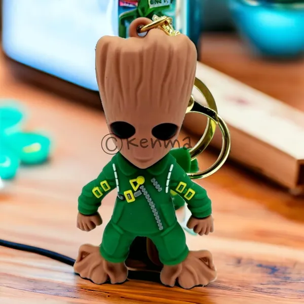 Cute_3D_Green_Standing_Groot_Lanyard_Rubber_Keychain_Lanyard_Charm