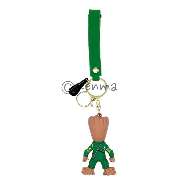 Cute_3D_Green_Standing_Groot_Lanyard_Rubber_Keychain_Lanyard_Charm
