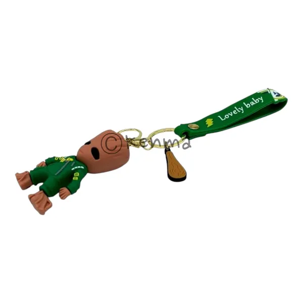 Cute_3D_Green_Standing_Groot_Lanyard_Rubber_Keychain_Lanyard_Charm