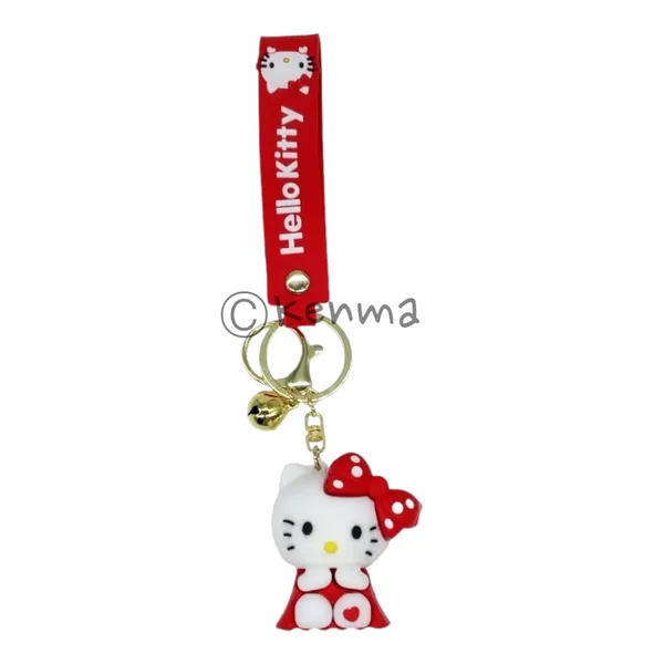 Cute_3D_Red_Hello_Kitty_Sitting_Lanyard_Rubber_Keychain_Lanyard_Charm_Keyring