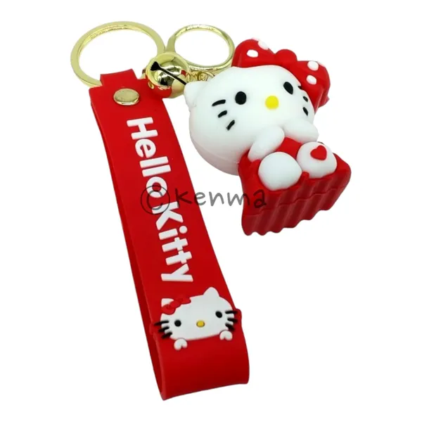 Cute_3D_Red_Hello_Kitty_Sitting_Lanyard_Rubber_Keychain_Lanyard_Charm_Keyring
