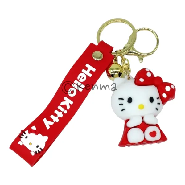 Cute_3D_Red_Hello_Kitty_Sitting_Lanyard_Rubber_Keychain_Lanyard_Charm_Keyring