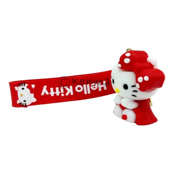 Cute_3D_Red_Hello_Kitty_Sitting_Lanyard_Rubber_Keychain_Lanyard_Charm_Keyring