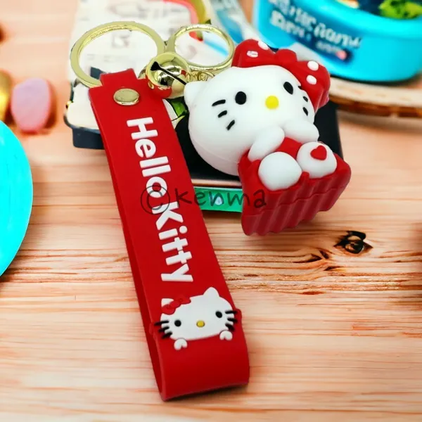 Cute_3D_Red_Hello_Kitty_Sitting_Lanyard_Rubber_Keychain_Lanyard_Charm_Keyring