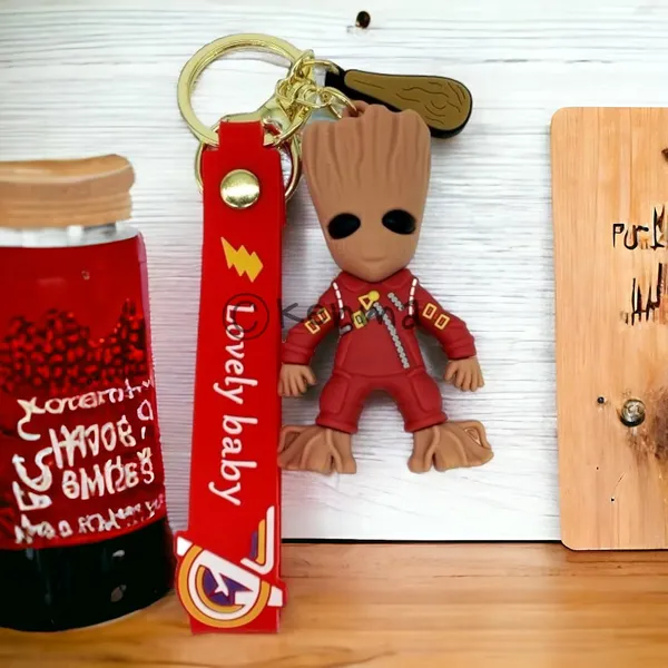 Cute_3D_Red_Standing_Groot_Lanyard_Rubber_Keychain_Lanyard_Charm_Keyring