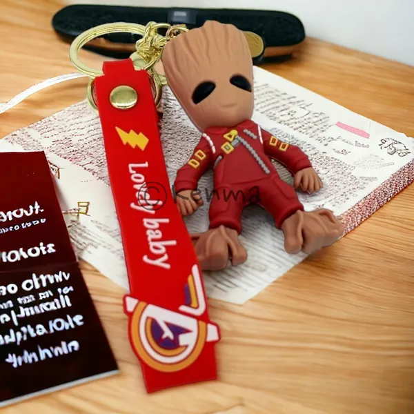 Cute_3D_Red_Standing_Groot_Lanyard_Rubber_Keychain_Lanyard_Charm_Keyring