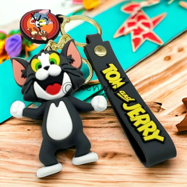 Cute_3D_Standing_Smiley_Tom_Lanyard_Rubber_Keychain_Lanyard_Charm_Keyring