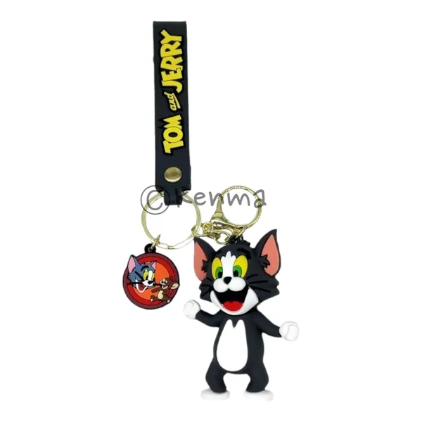 Cute_3D_Standing_Smiley_Tom_Lanyard_Rubber_Keychain_Lanyard_Charm_Keyring