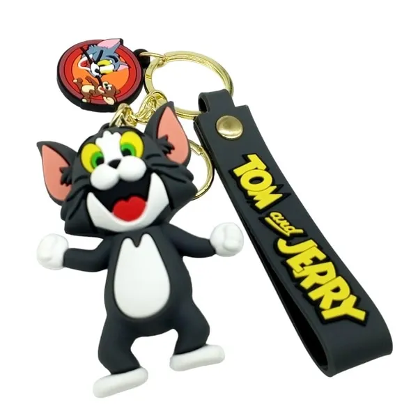 Cute_3D_Standing_Smiley_Tom_Lanyard_Rubber_Keychain_Lanyard_Charm_Keyring