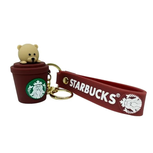 Cute_3D_Star_Bear_In_Brown_Cup_Lanyard_Rubber_Keychain_Lanyard_Charm_Keyring