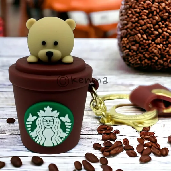 Cute_3D_Star_Bear_In_Brown_Cup_Lanyard_Rubber_Keychain_Lanyard_Charm_Keyring