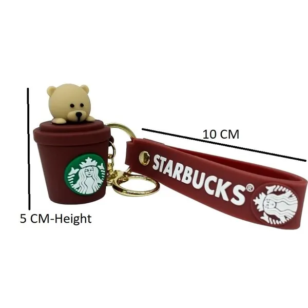 Cute_3D_Star_Bear_In_Brown_Cup_Lanyard_Rubber_Keychain_Lanyard_Charm_Keyring
