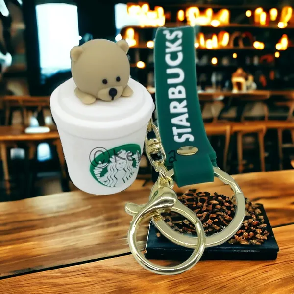 Cute_3D_Star_Bear_In_White_Cup_Lanyard_Rubber_Keychain_Lanyard_Charm_Keyring