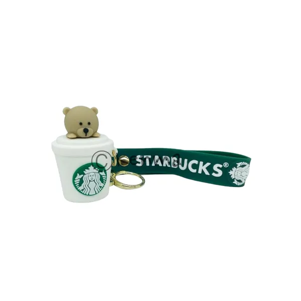 Cute_3D_Star_Bear_In_White_Cup_Lanyard_Rubber_Keychain_Lanyard_Charm_Keyring