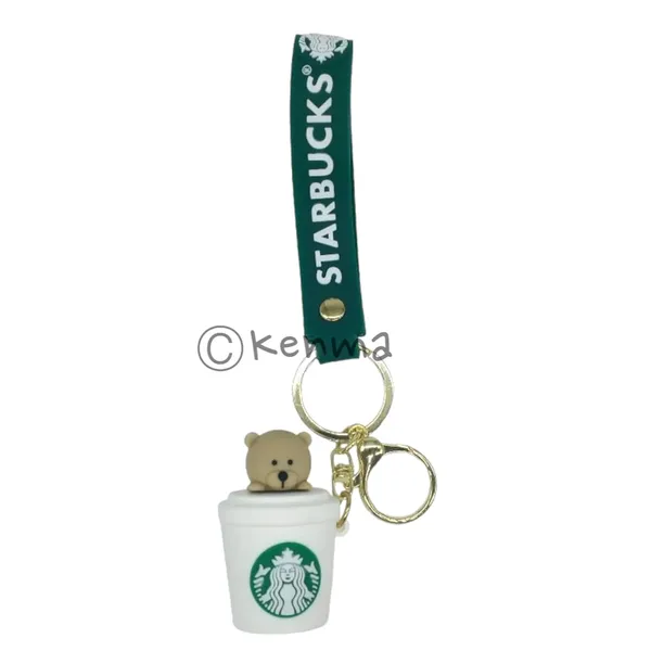 Cute_3D_Star_Bear_In_White_Cup_Lanyard_Rubber_Keychain_Lanyard_Charm_Keyring