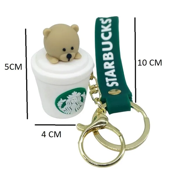Cute_3D_Star_Bear_In_White_Cup_Lanyard_Rubber_Keychain_Lanyard_Charm_Keyring